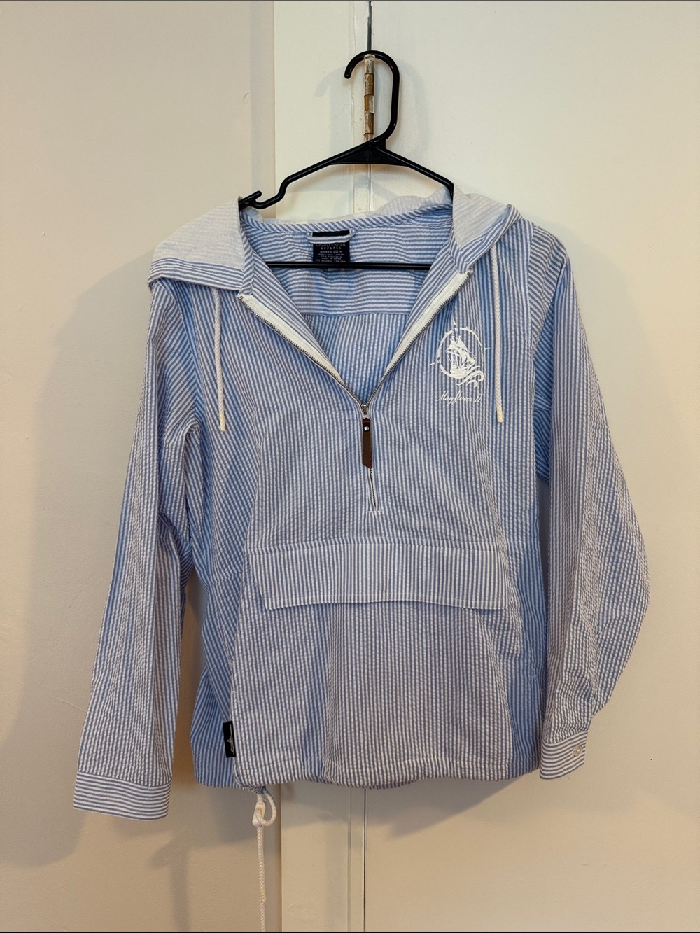 Mayflower II Blue & White Striped Kids Hooded Pullover